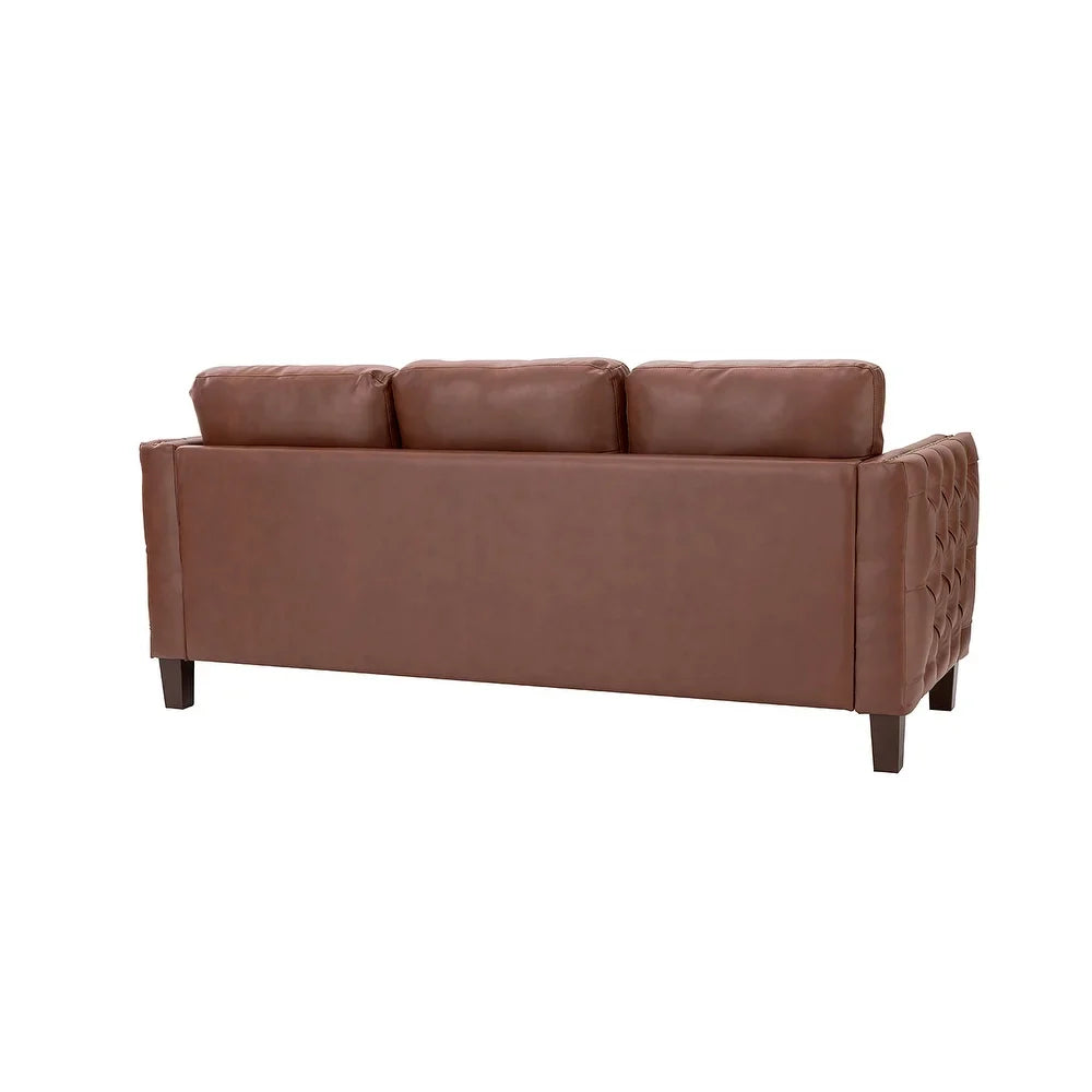Bortolotti 81.5" Classic Vegan Leather Sofa with Solid Wooden Legs