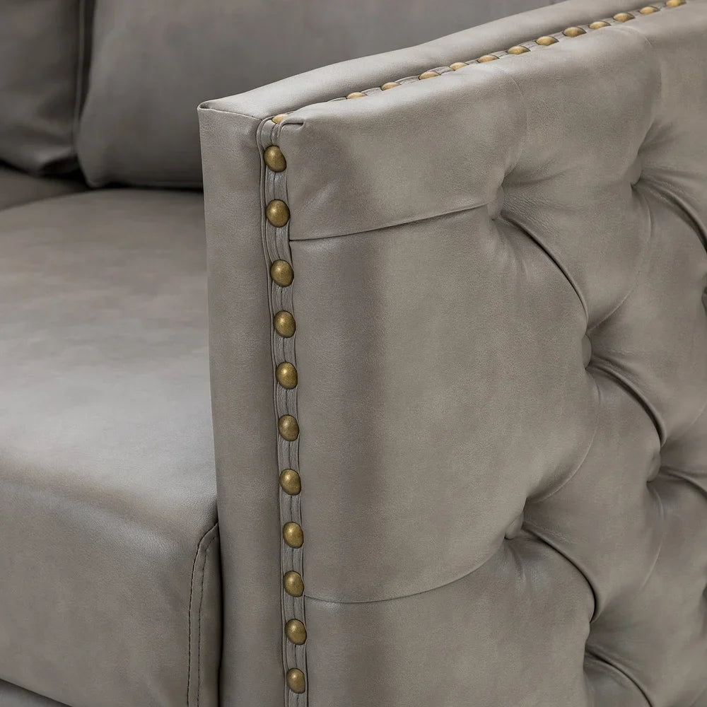 Bortolotti 81.5" Classic Vegan Leather Sofa with Solid Wooden Legs