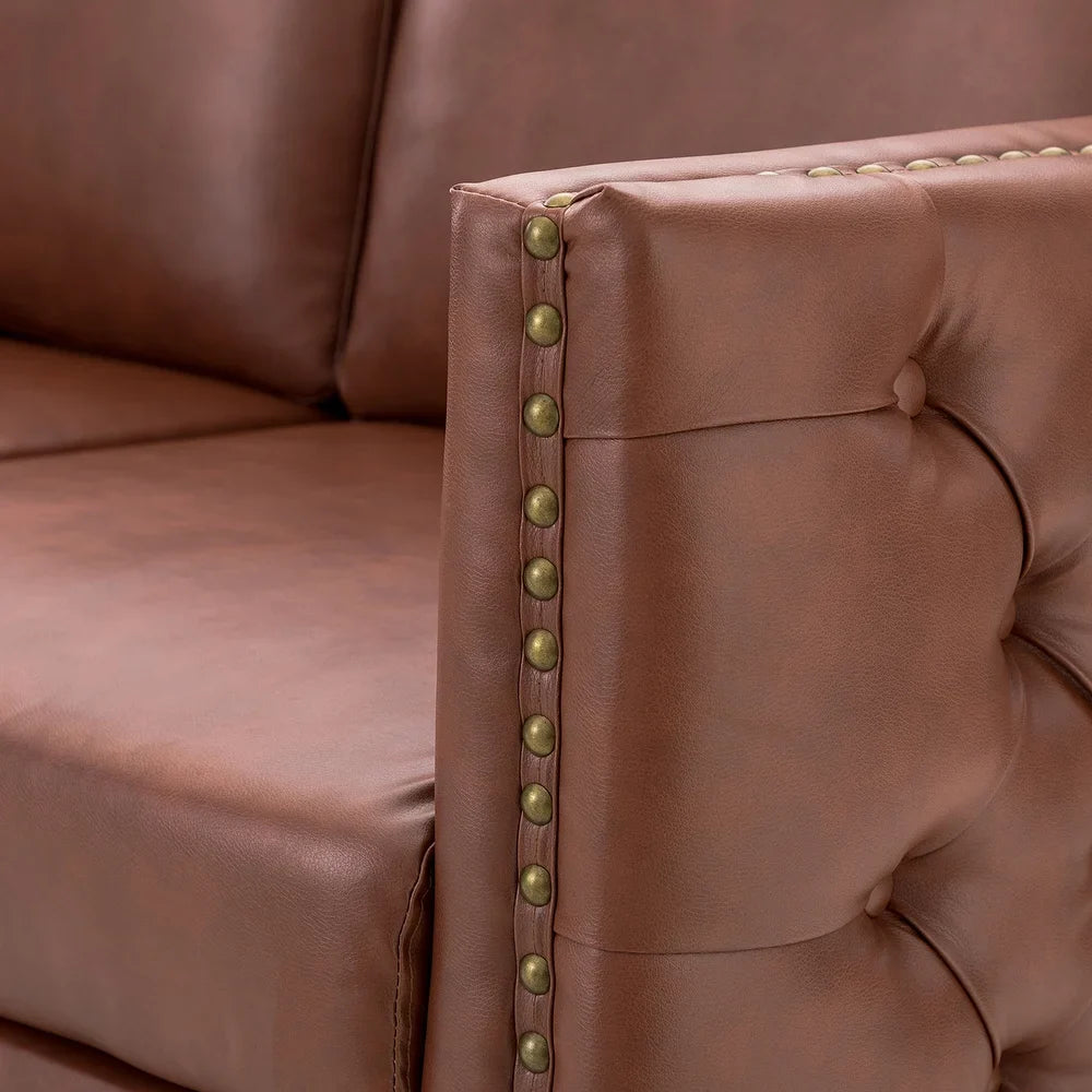 Bortolotti 81.5" Classic Vegan Leather Sofa with Solid Wooden Legs