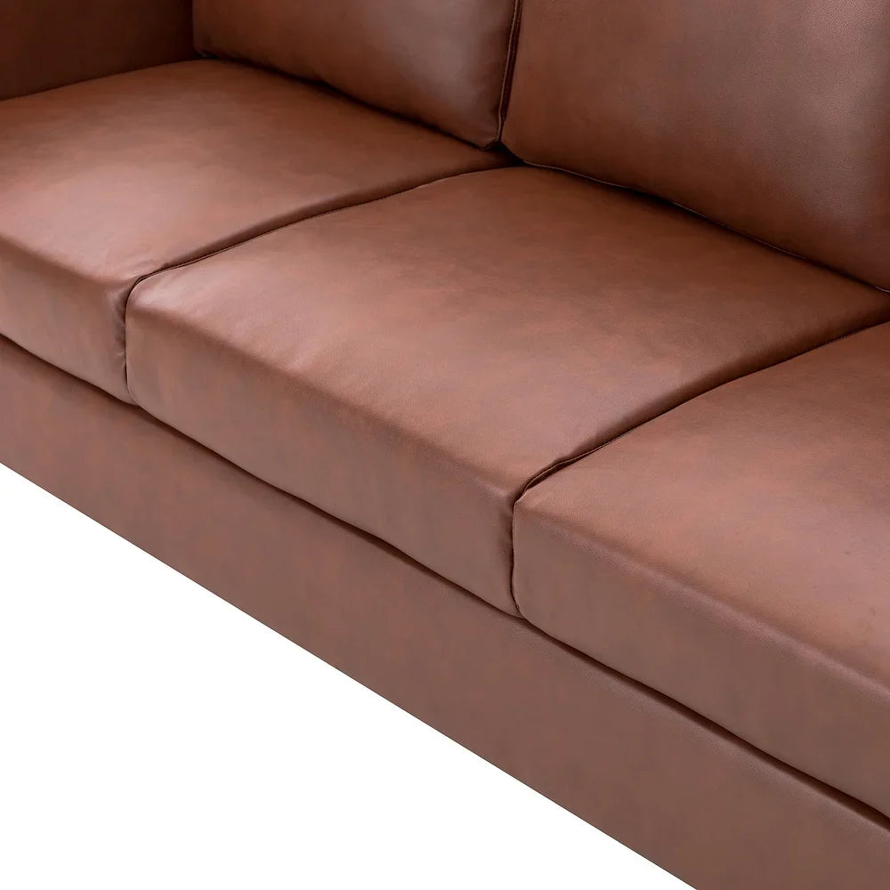 Bortolotti 81.5" Classic Vegan Leather Sofa with Solid Wooden Legs