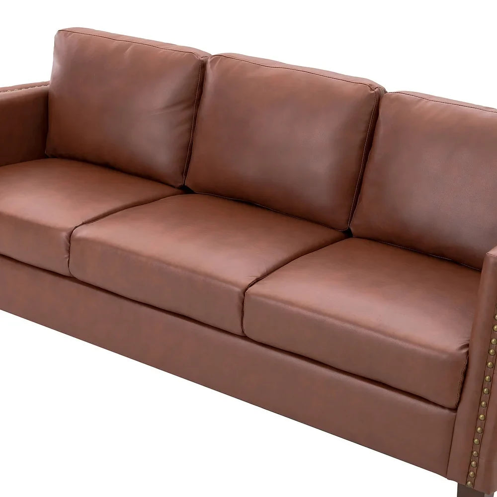 Bortolotti 81.5" Classic Vegan Leather Sofa with Solid Wooden Legs