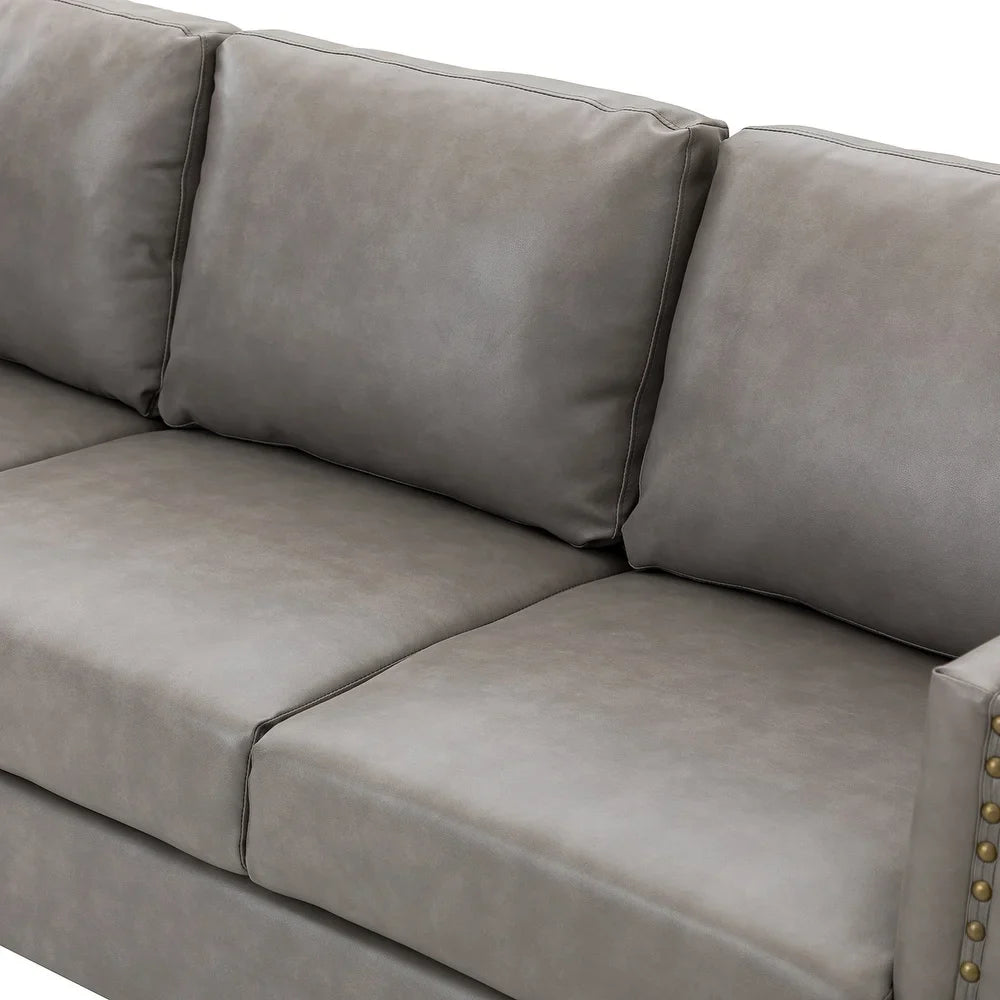 Bortolotti 81.5" Classic Vegan Leather Sofa with Solid Wooden Legs