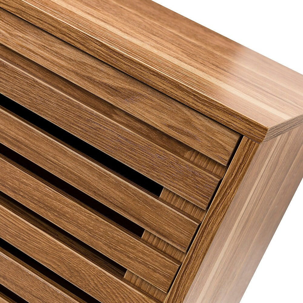 TV Stand for TVs up to 65" with Two Slatted Sliding Doors