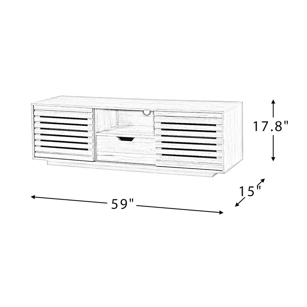 TV Stand for TVs up to 65" with Two Slatted Sliding Doors