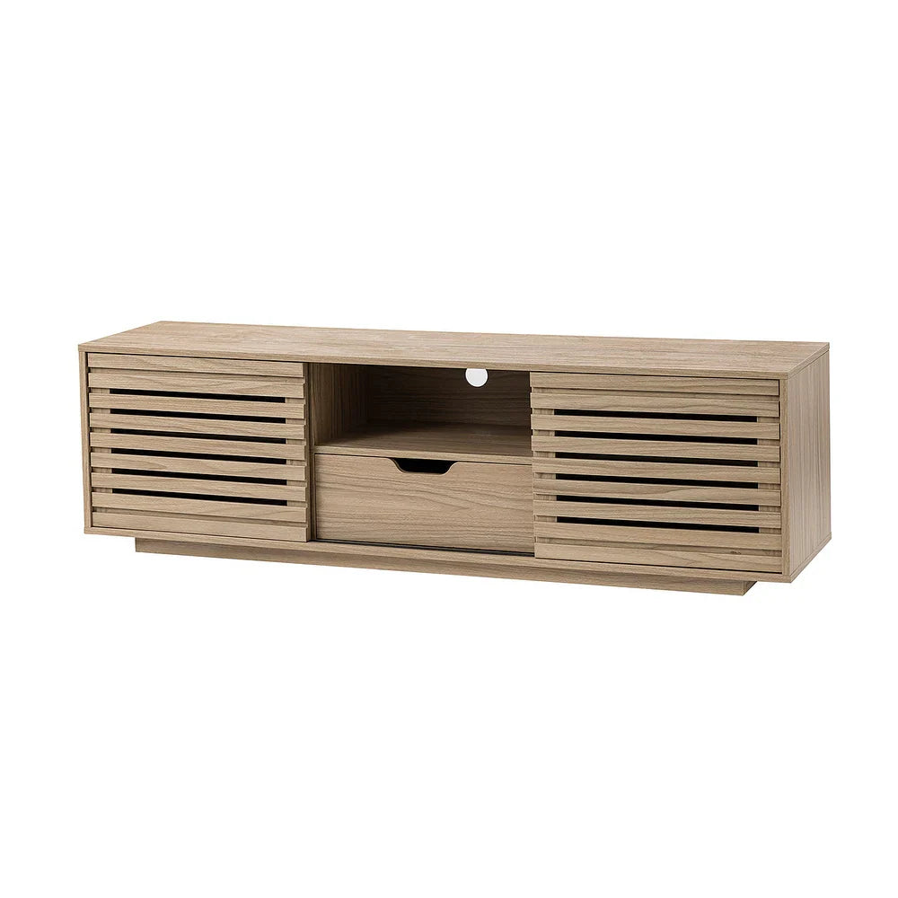 TV Stand for TVs up to 65" with Two Slatted Sliding Doors
