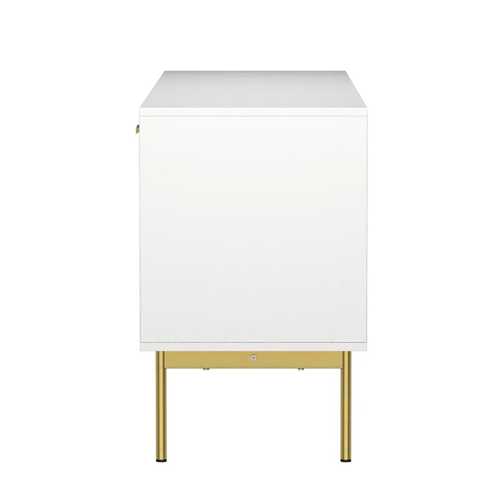 Vittore Contemporary Wooden TV Stand with Wavy Embossed Texture