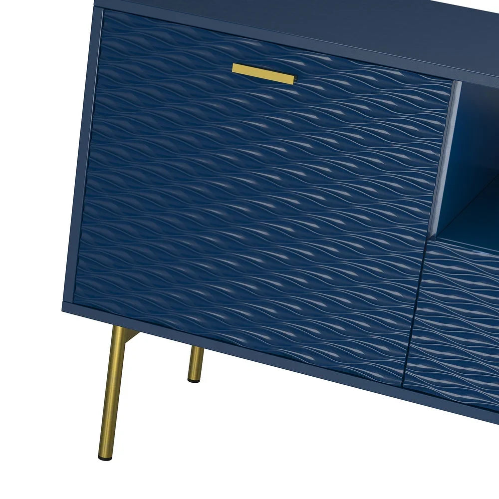 Vittore Contemporary Wooden TV Stand with Wavy Embossed Texture