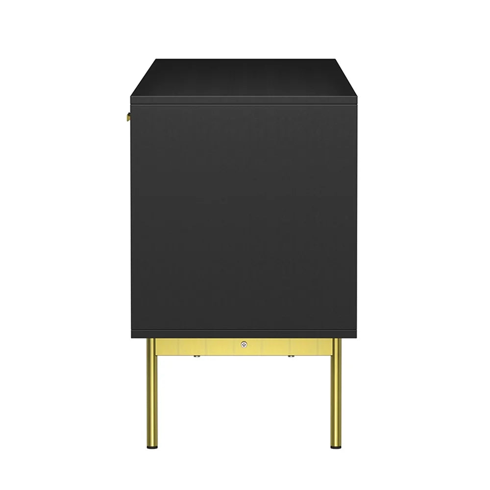 Vittore Contemporary Wooden TV Stand with Wavy Embossed Texture