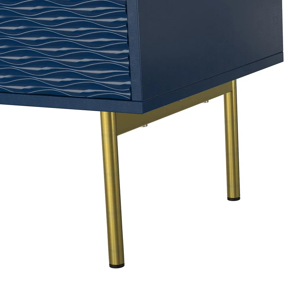 Vittore Contemporary Wooden TV Stand with Wavy Embossed Texture
