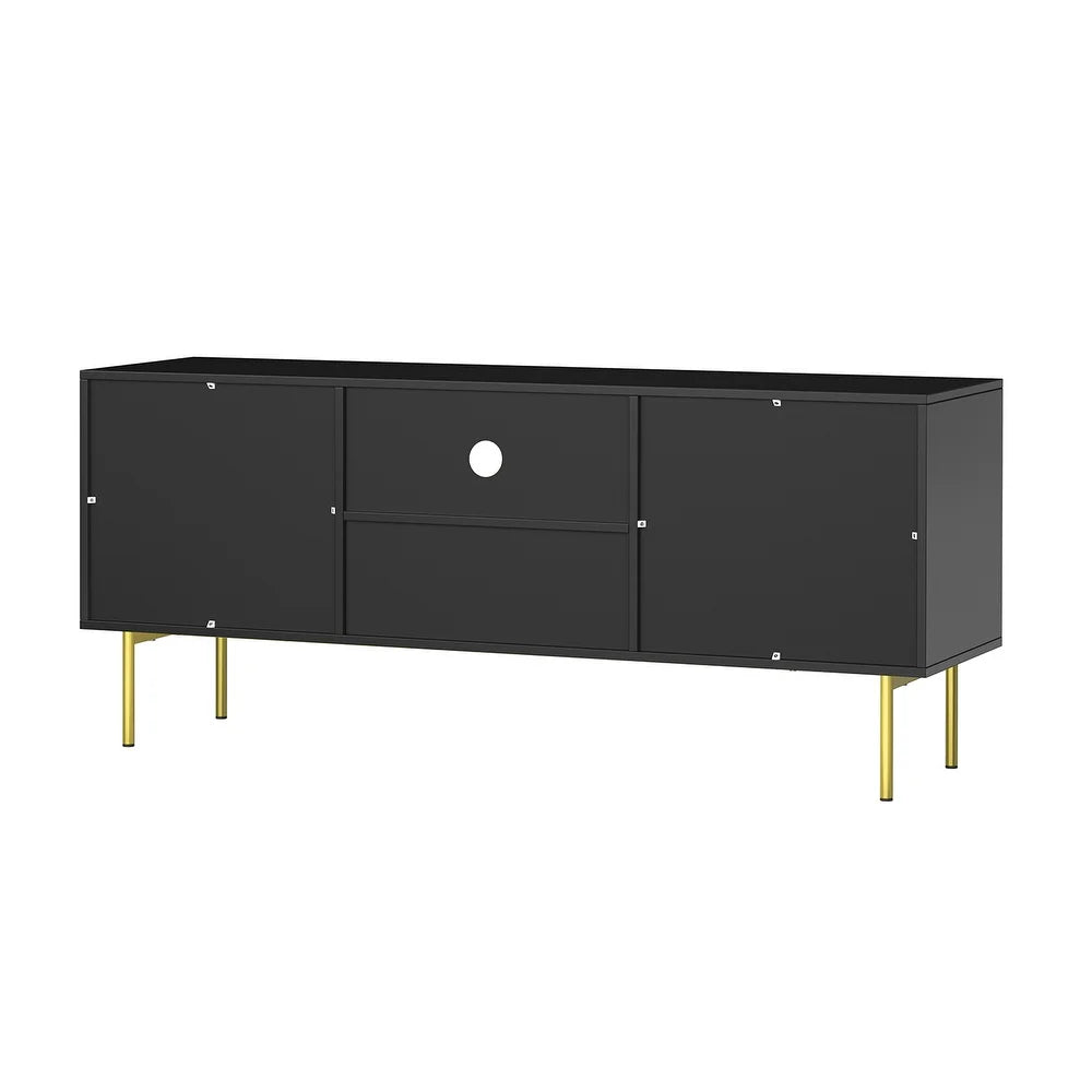 Vittore Contemporary Wooden TV Stand with Wavy Embossed Texture