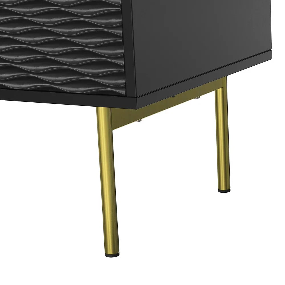 Vittore Contemporary Wooden TV Stand with Wavy Embossed Texture