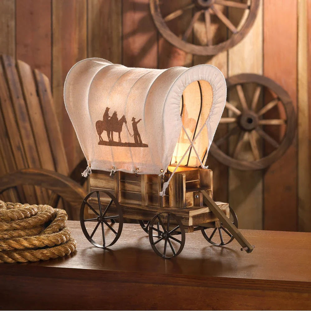 Western Wagon Table Lamp - 12" x 6 1/4" x 13 3/8" high.