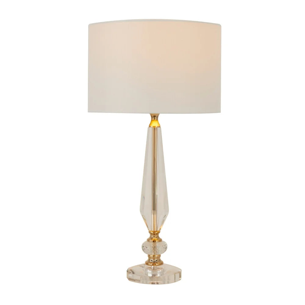 White Linen Traditional Buffet Lamp - 14 x 14 x 27 Round