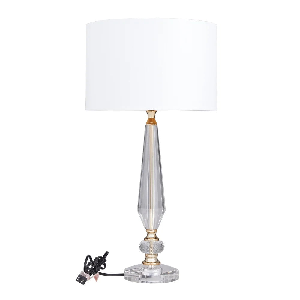 White Linen Traditional Buffet Lamp - 14 x 14 x 27 Round