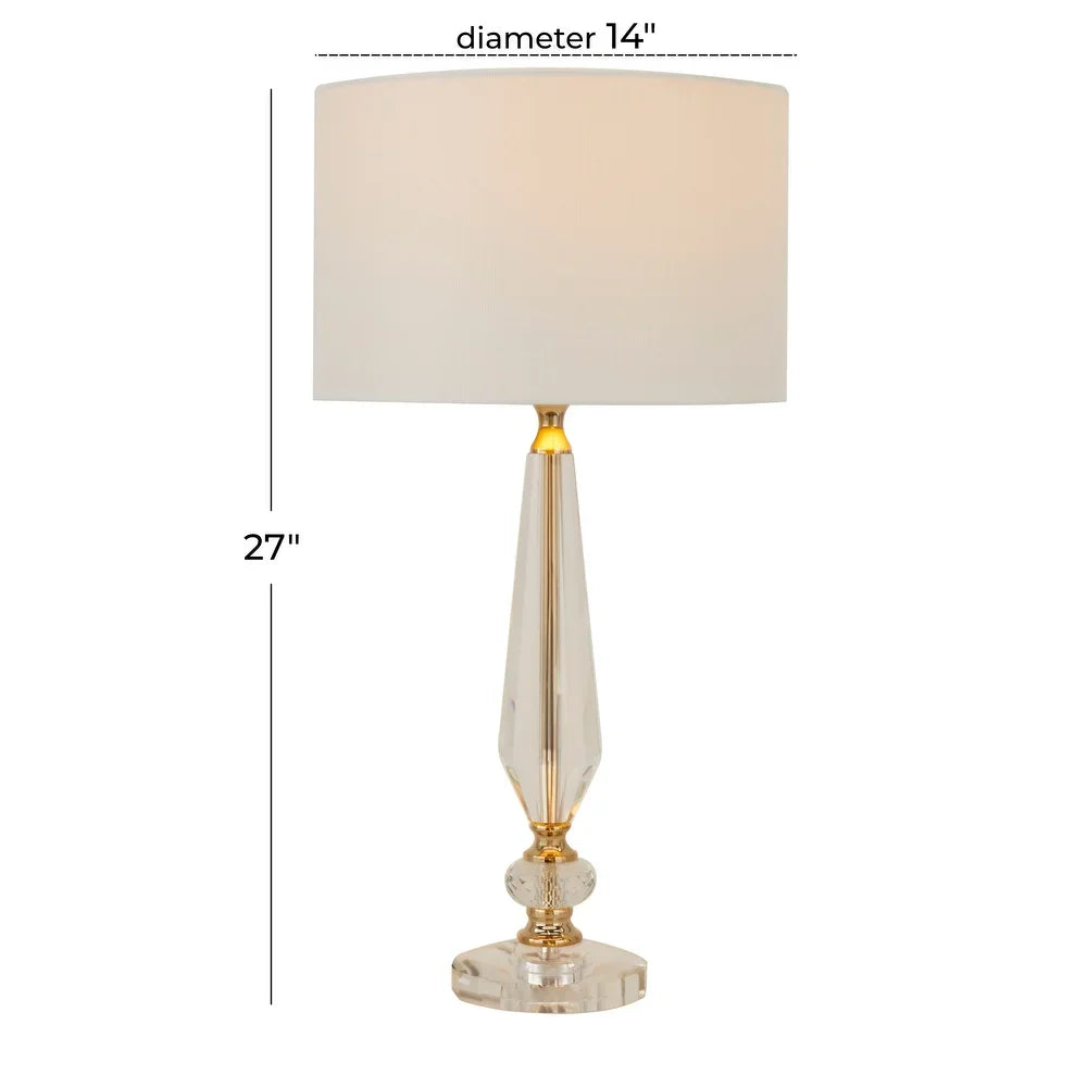 White Linen Traditional Buffet Lamp - 14 x 14 x 27 Round