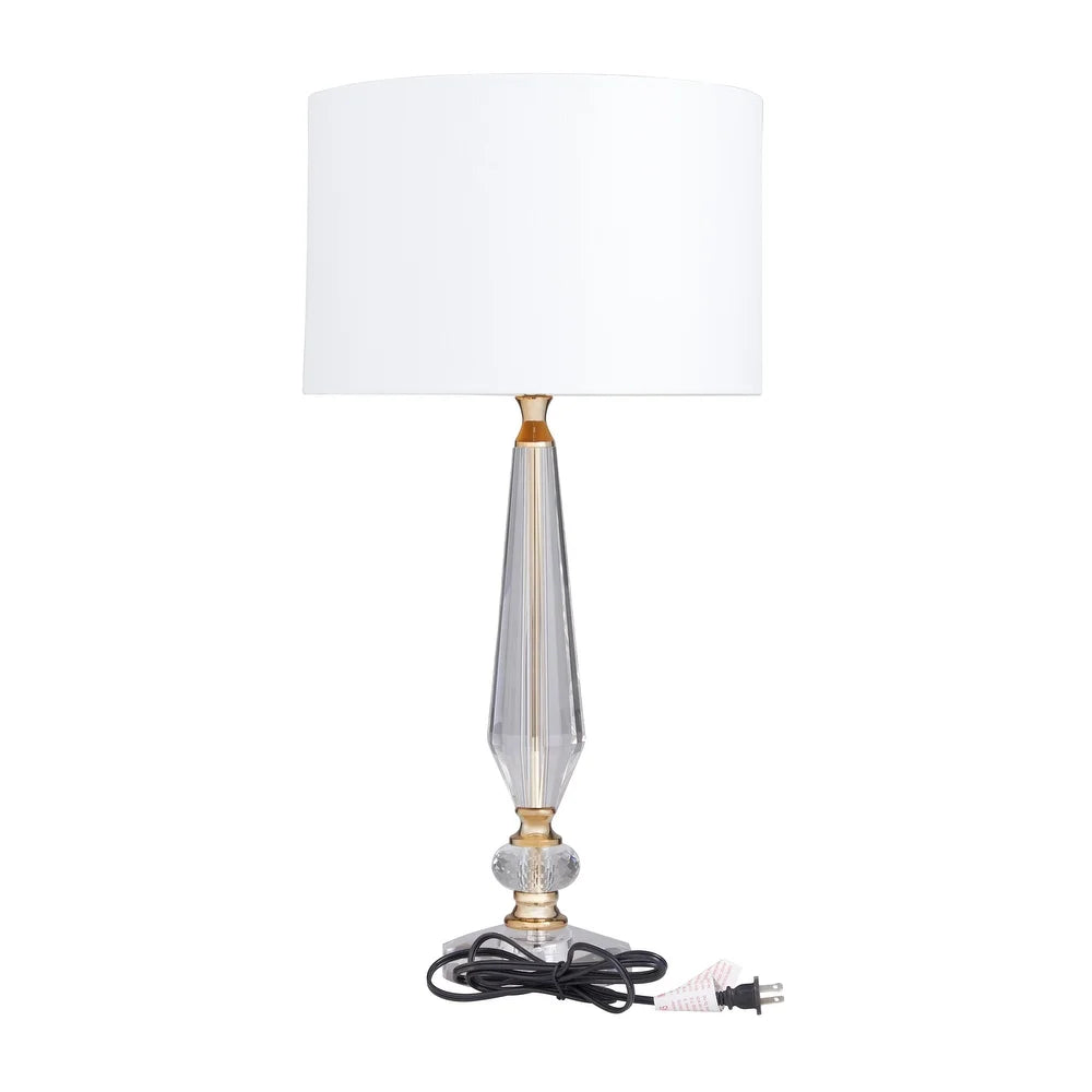 White Linen Traditional Buffet Lamp - 14 x 14 x 27 Round