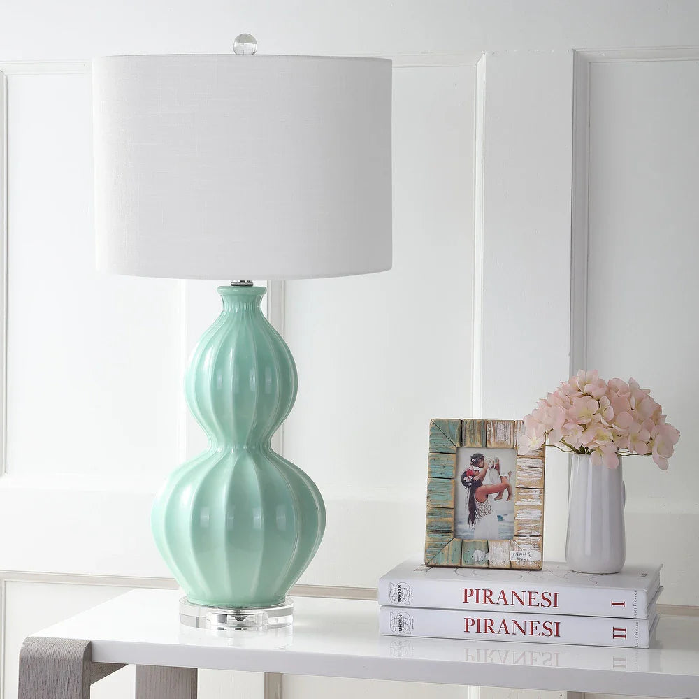 Wynne 28" Glass LED Table Lamp, Seafoam Green