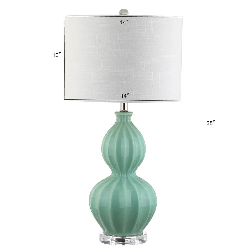 Wynne 28" Glass LED Table Lamp, Seafoam Green