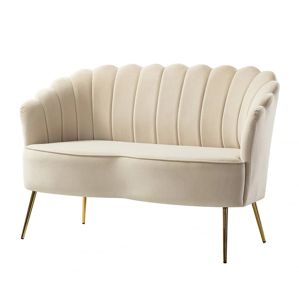 Monica Modern Upholstered 52'' Sofa Loveseat with Flower Shaped Back Design