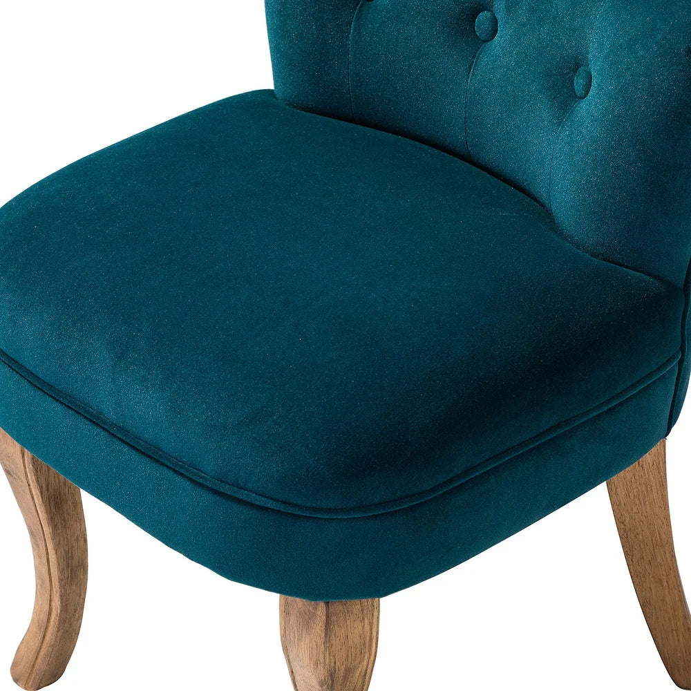 Xacobo Modern Velvet Tufted Vanity Stool with Wood Legs Set of 2
