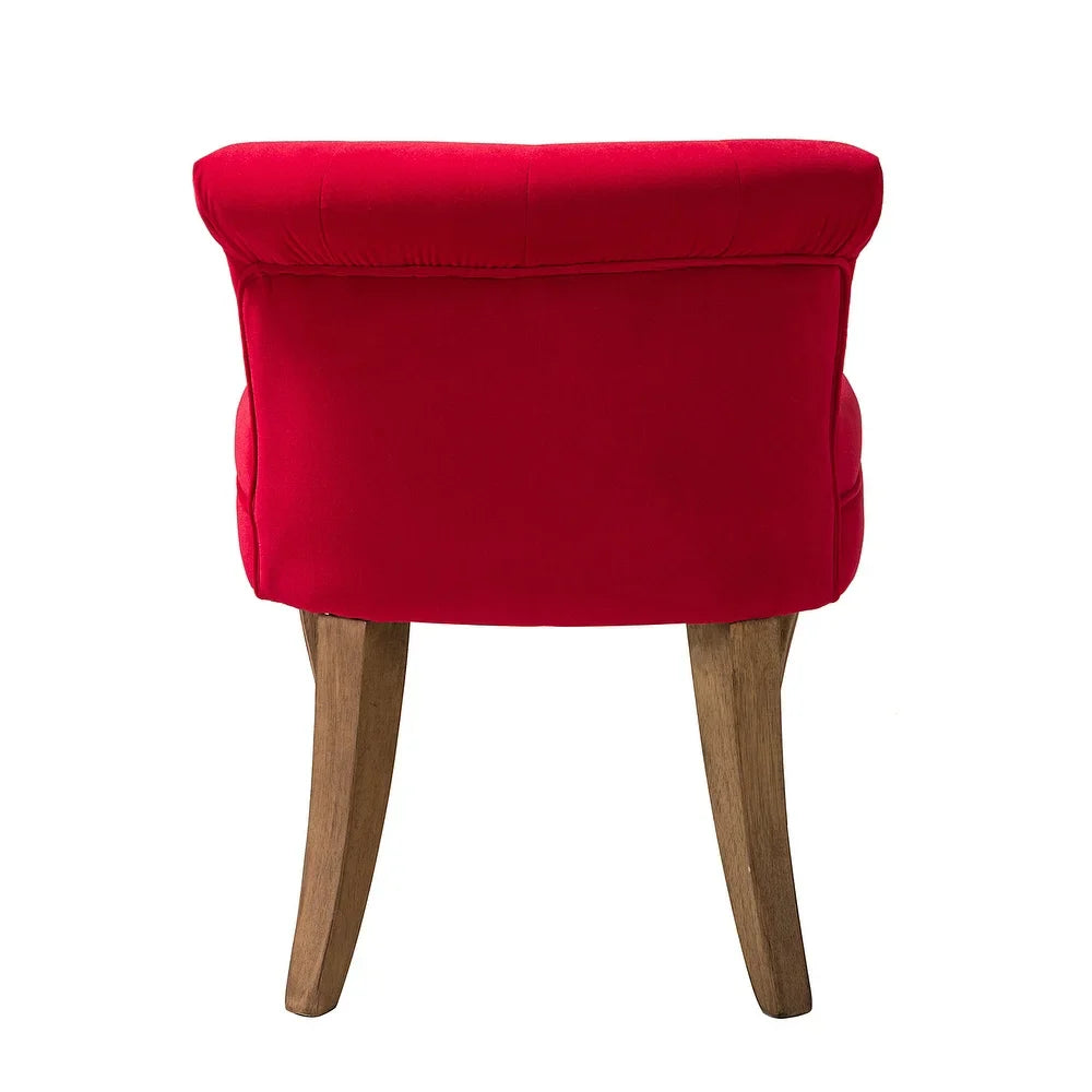 Xacobo Modern Velvet Tufted Vanity Stool with Wood Legs Set of 2