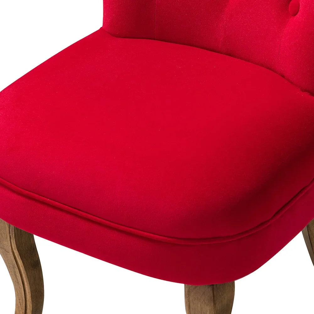 Xacobo Modern Velvet Tufted Vanity Stool with Wood Legs Set of 2