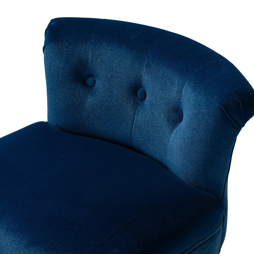 Xacobo Modern Velvet Tufted Vanity Stool with Wood Legs Set of 2