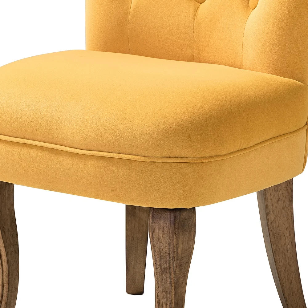 Xacobo Modern Velvet Tufted Vanity Stool with Wood Legs Set of 2