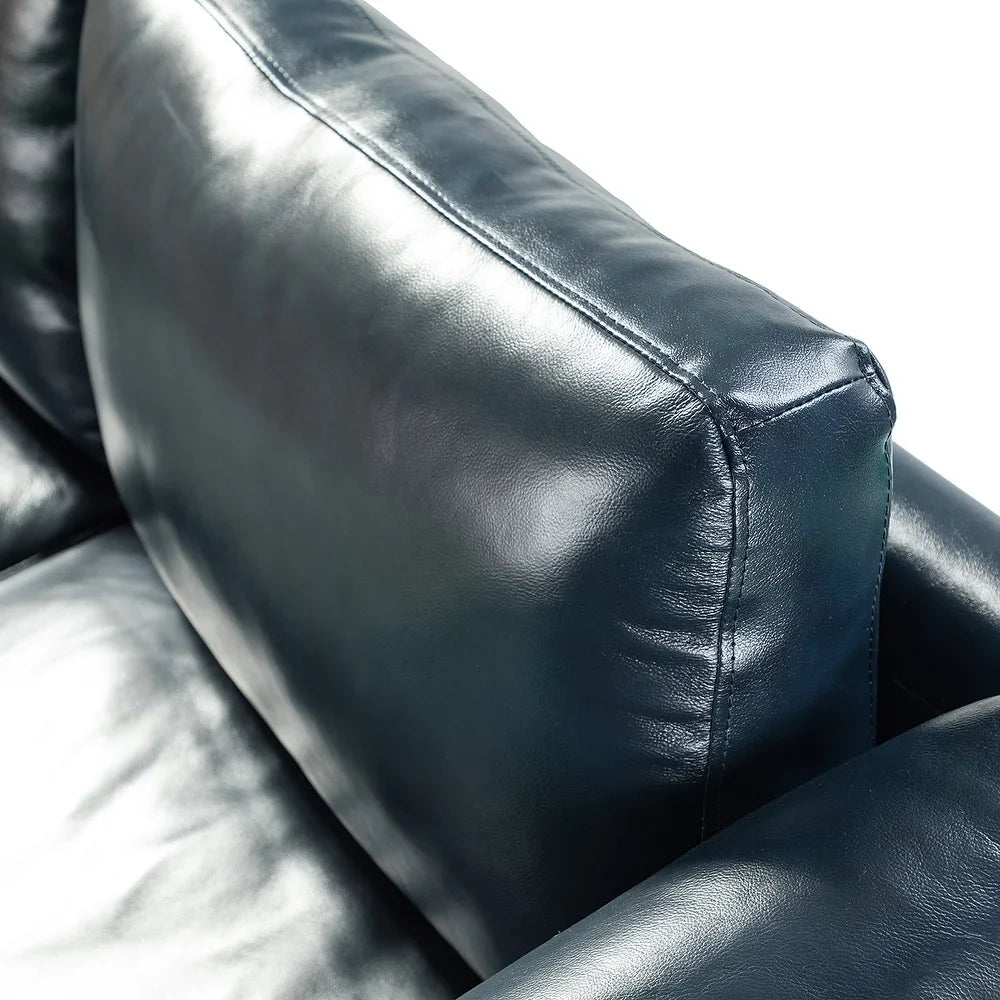 Yukon 74" Comfy Genuine Leather Arm Sofa with Removable Cushions