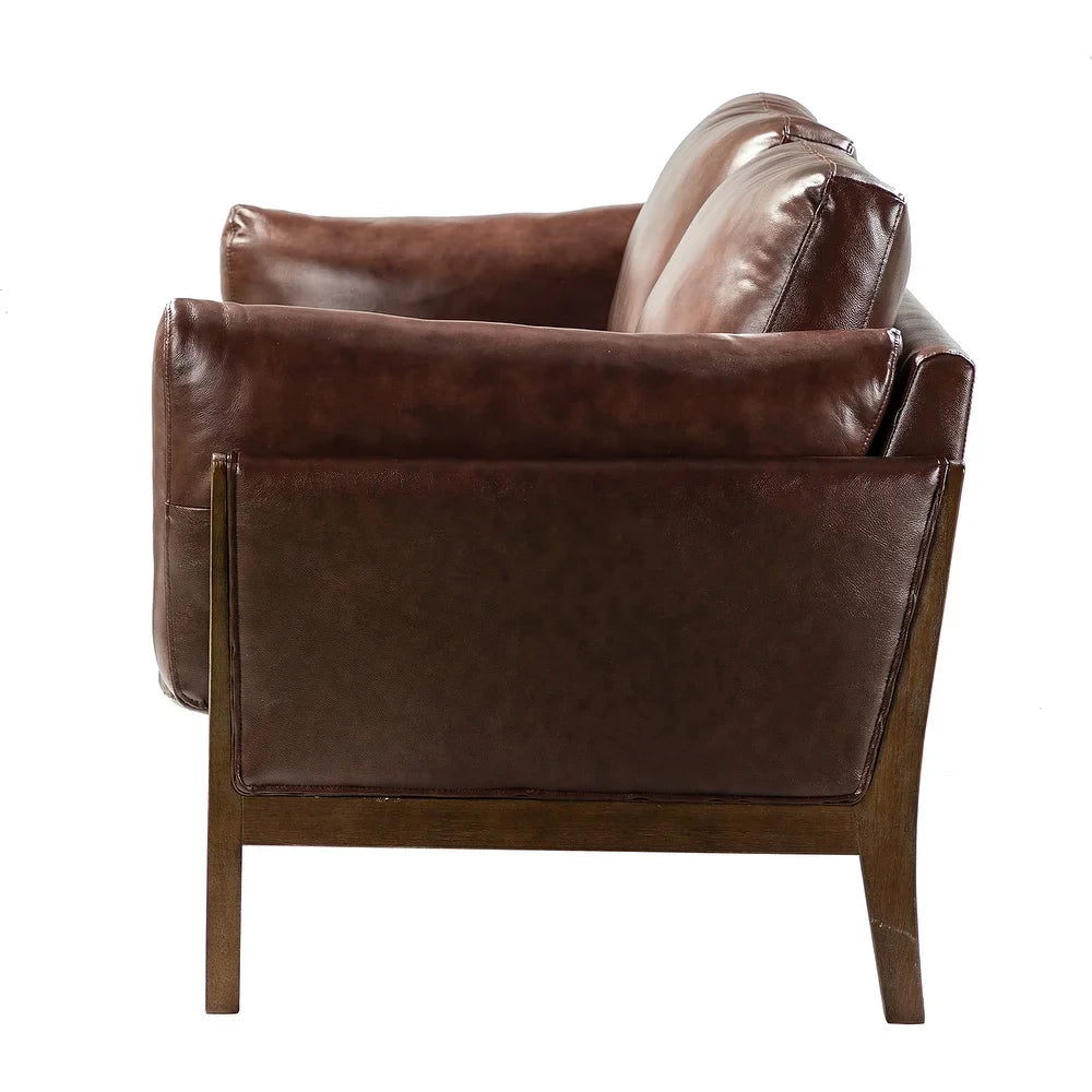 Yukon 74" Comfy Genuine Leather Arm Sofa with Removable Cushions