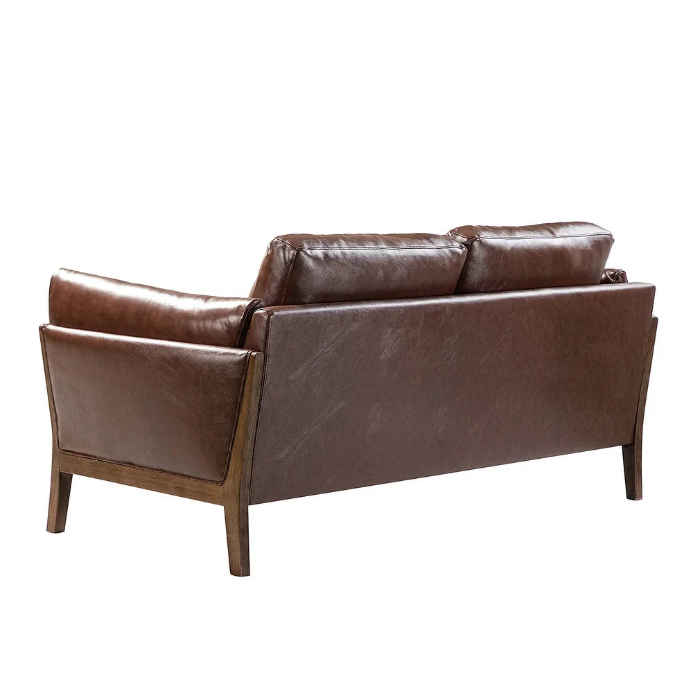 Yukon 74" Comfy Genuine Leather Arm Sofa with Removable Cushions