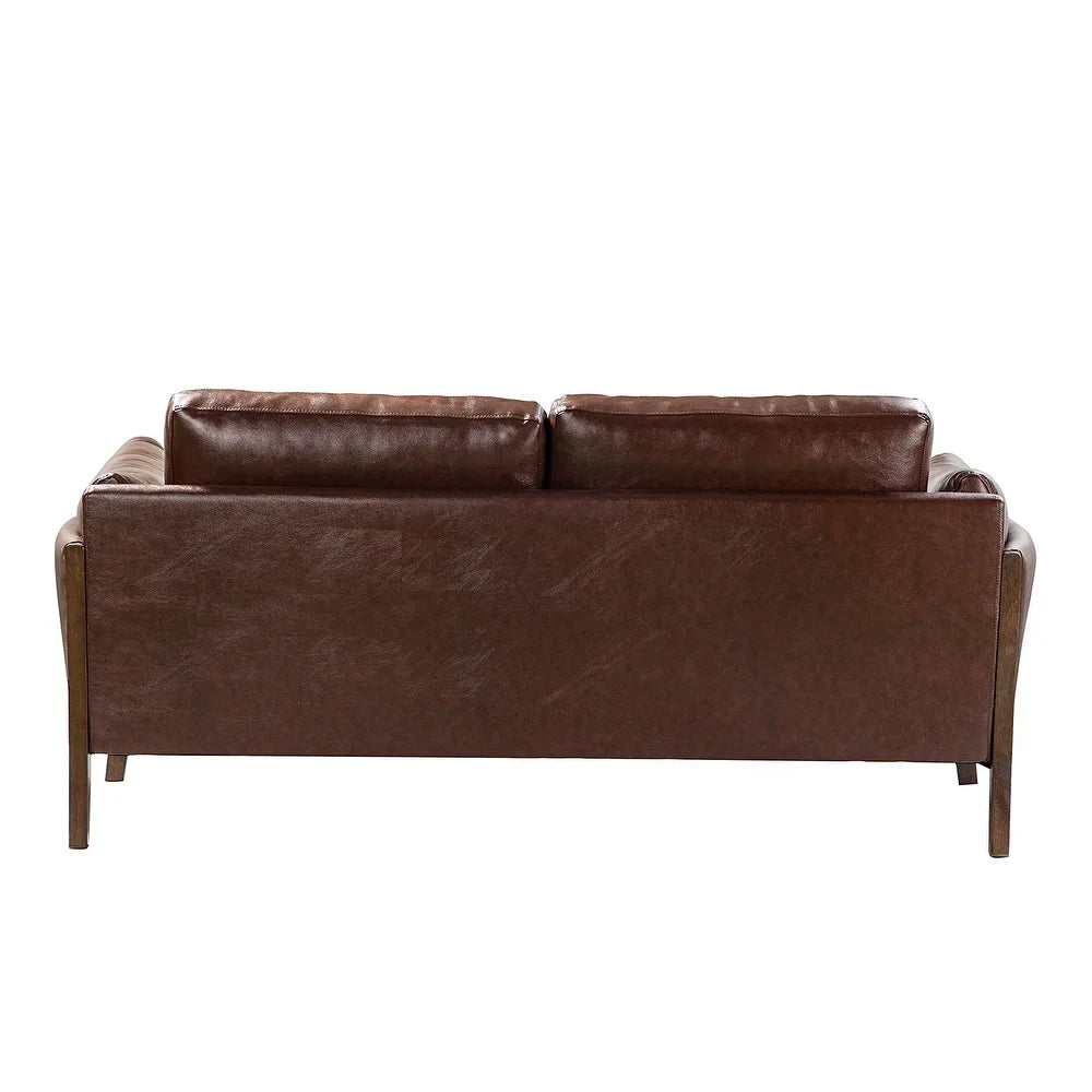Yukon 74" Comfy Genuine Leather Arm Sofa with Removable Cushions