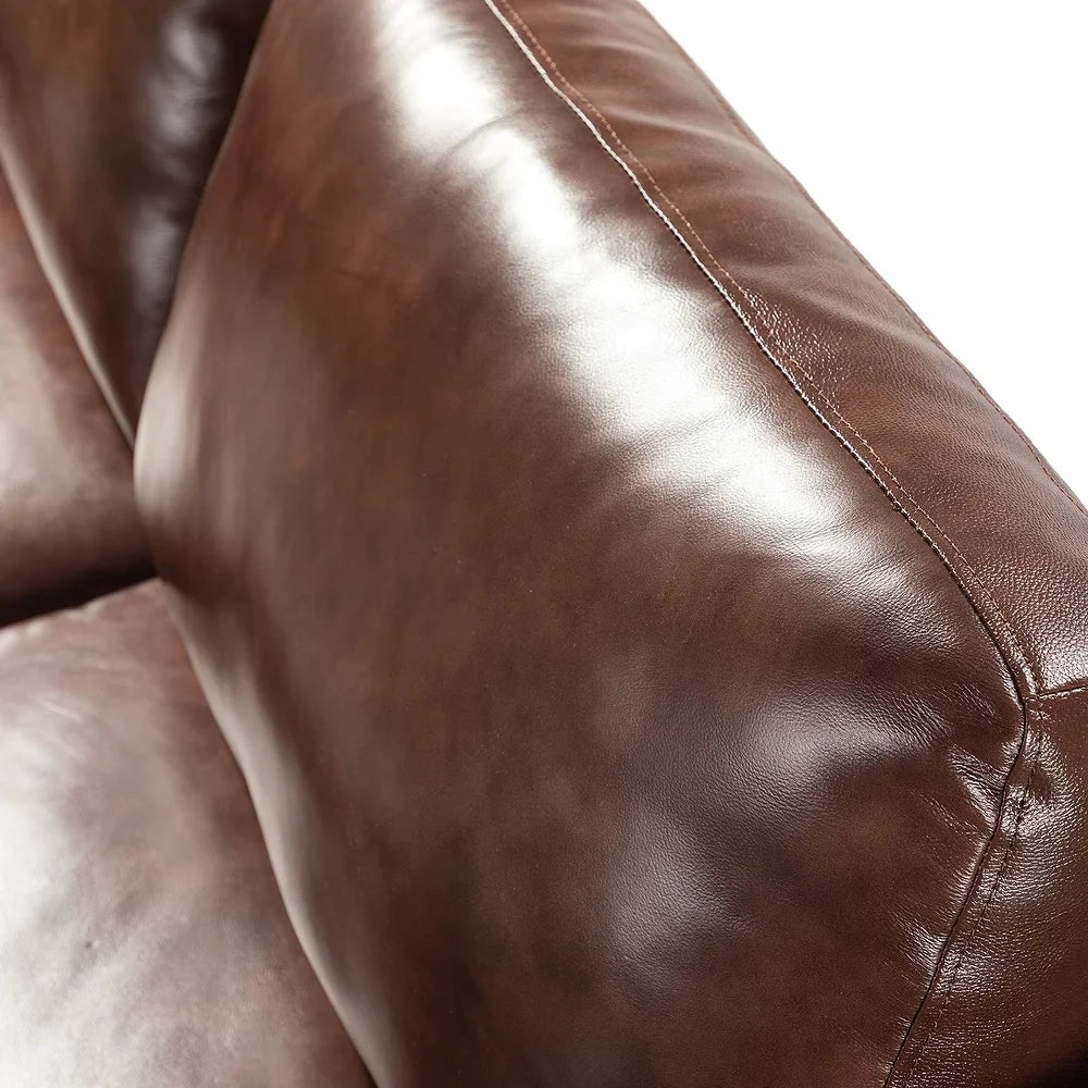 Yukon 74" Comfy Genuine Leather Arm Sofa with Removable Cushions