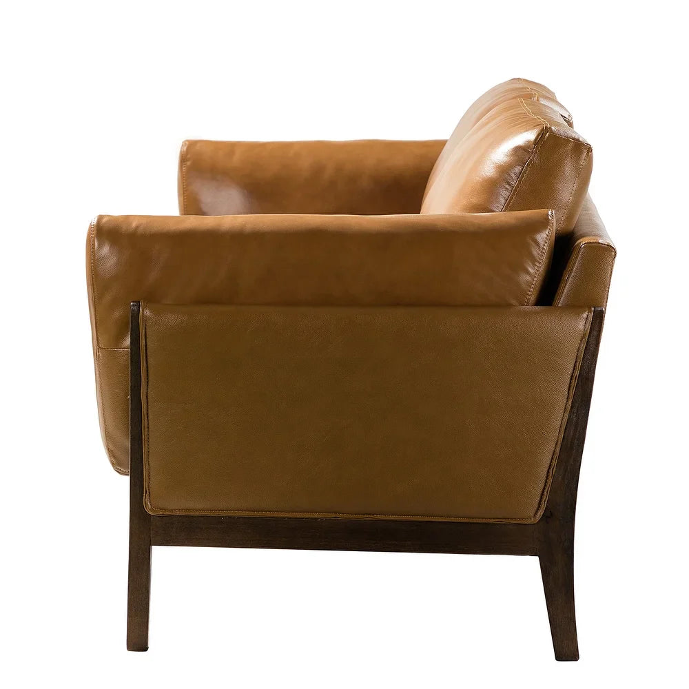 Yukon 74" Comfy Genuine Leather Arm Sofa with Removable Cushions