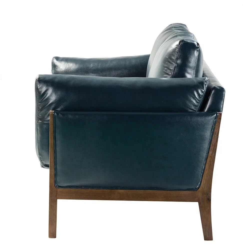 Yukon 74" Comfy Genuine Leather Arm Sofa with Removable Cushions