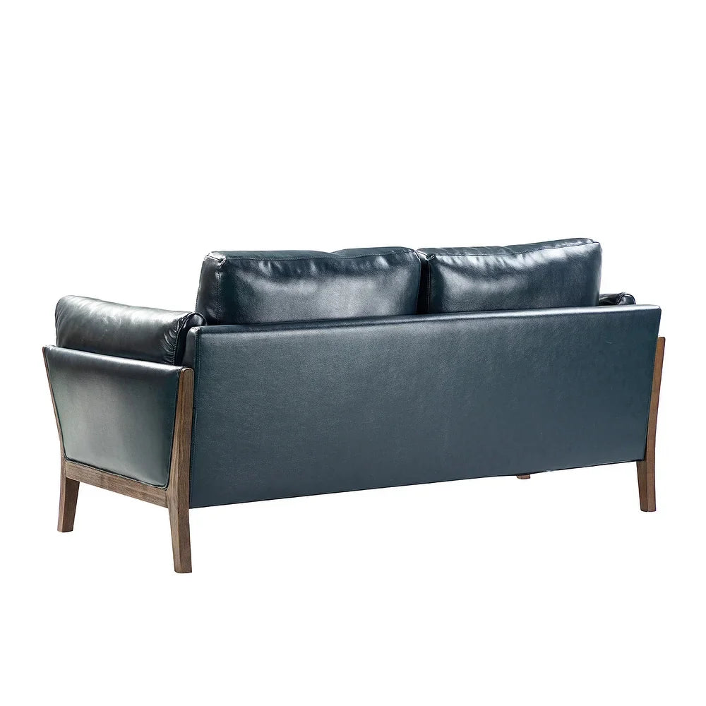 Yukon 74" Comfy Genuine Leather Arm Sofa with Removable Cushions