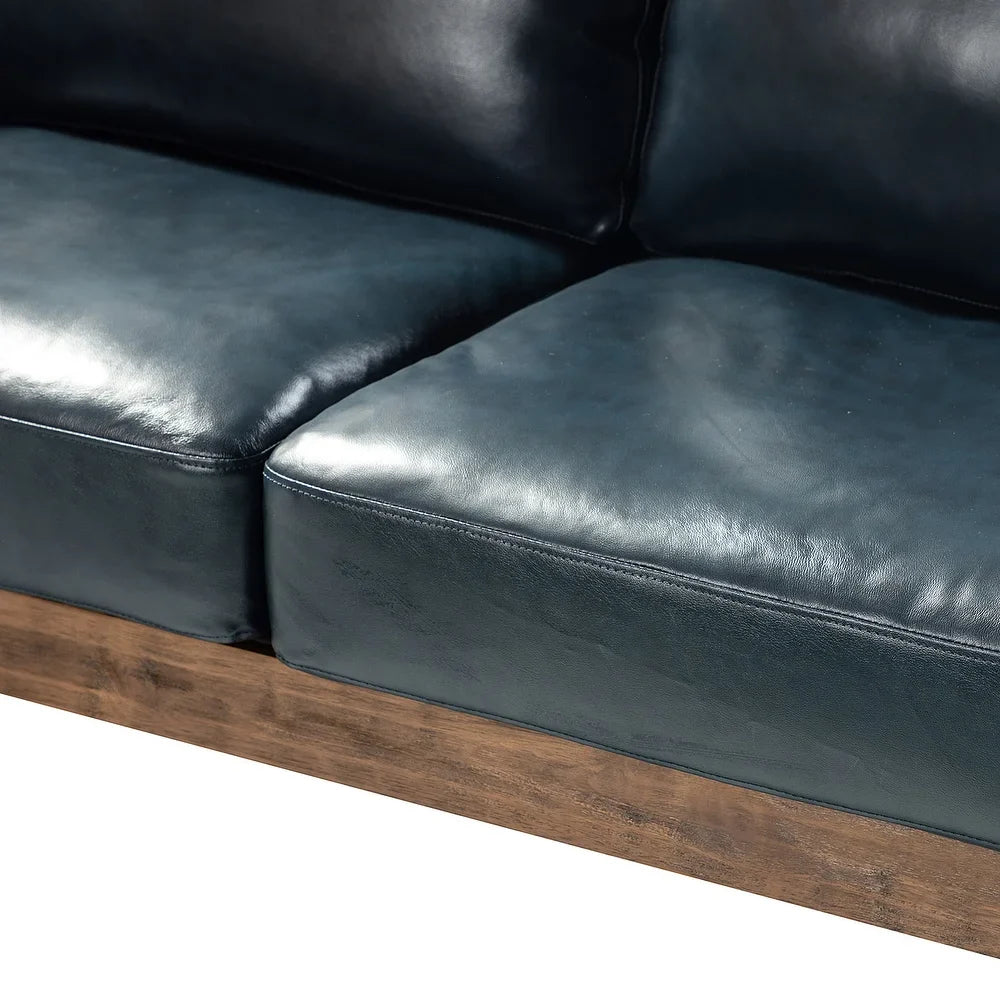 Yukon 74" Comfy Genuine Leather Arm Sofa with Removable Cushions