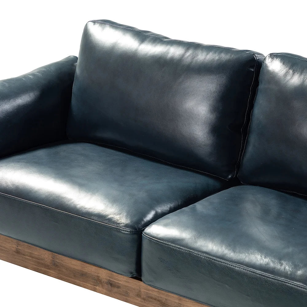 Yukon 74" Comfy Genuine Leather Arm Sofa with Removable Cushions