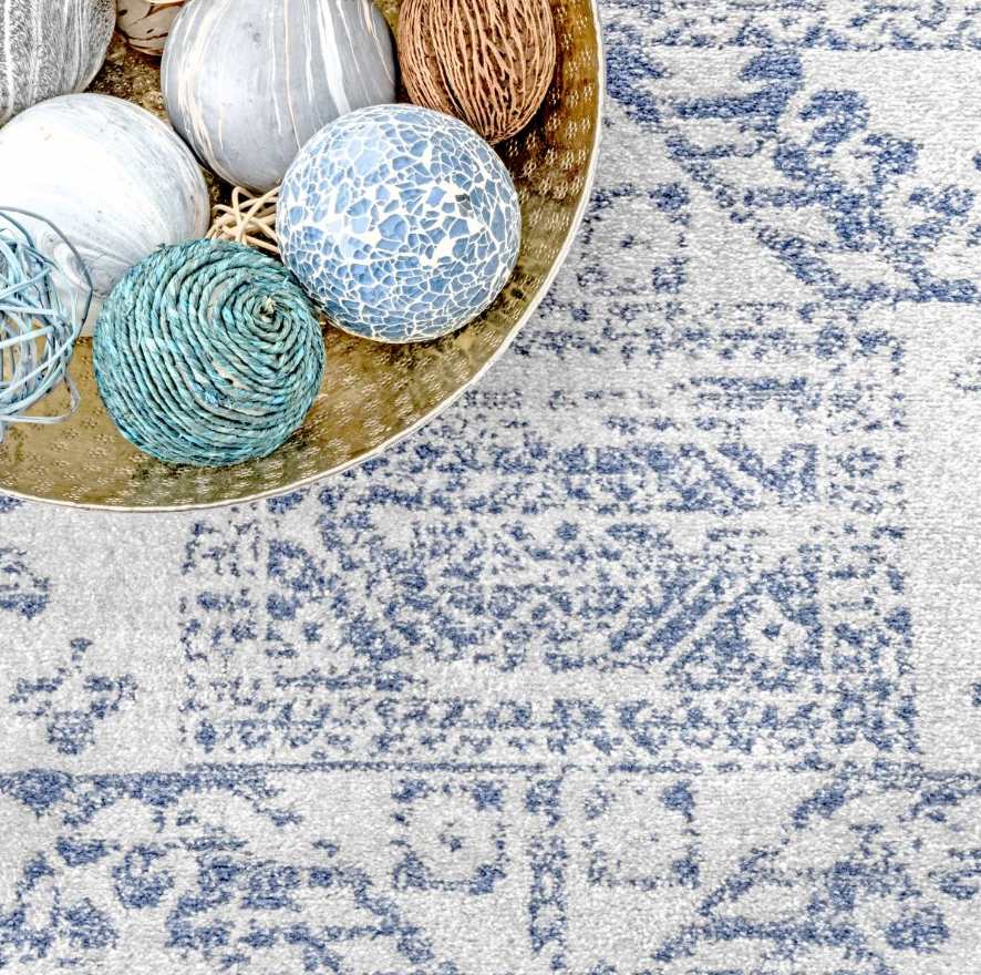 Light Blue Bohemian Pattern Soft Area Rugs