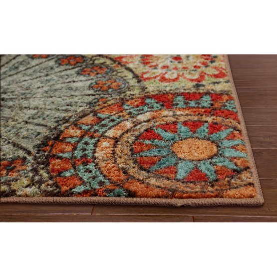 Multi-Color Floral Circle Area Rug Non-Slip