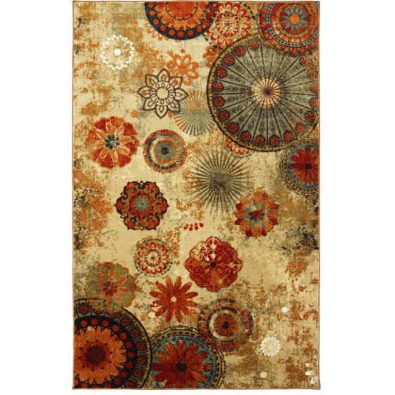 Multi-Color Floral Circle Area Rug Non-Slip