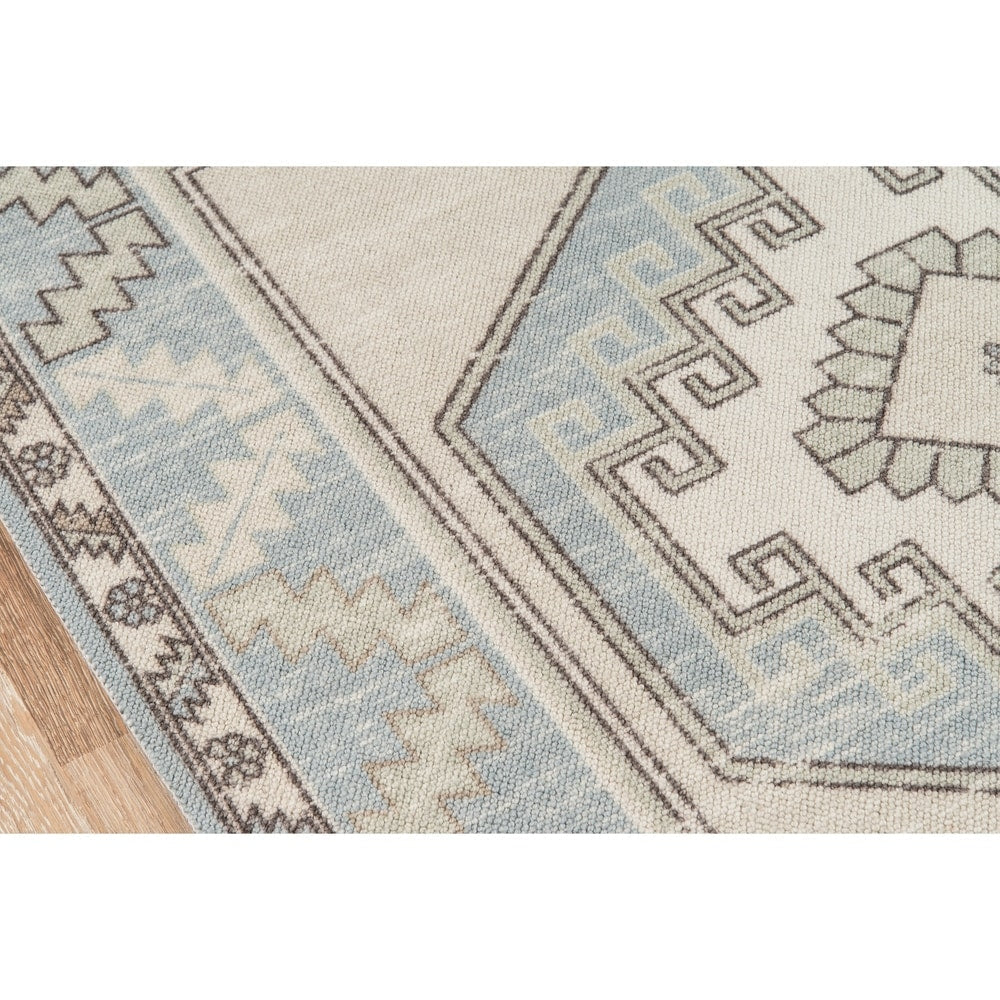 Anatolia Wool Blend Traditional Medallion Soft Area Rug Light Blue