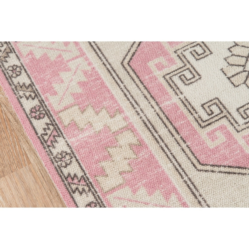 Anatolia Wool Blend Traditional Medallion Soft Area Rug Pink