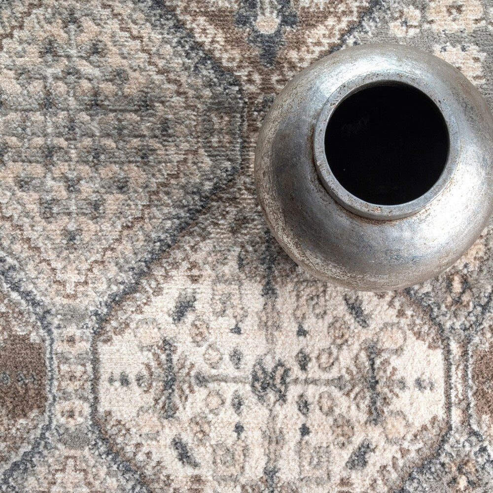 Transitional Panel Bordered Beige Soft Area Rug