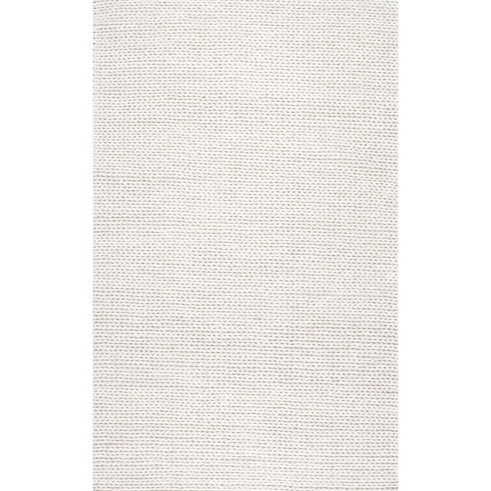 Handmade Braided Wool Off-white Soft Area Rugs