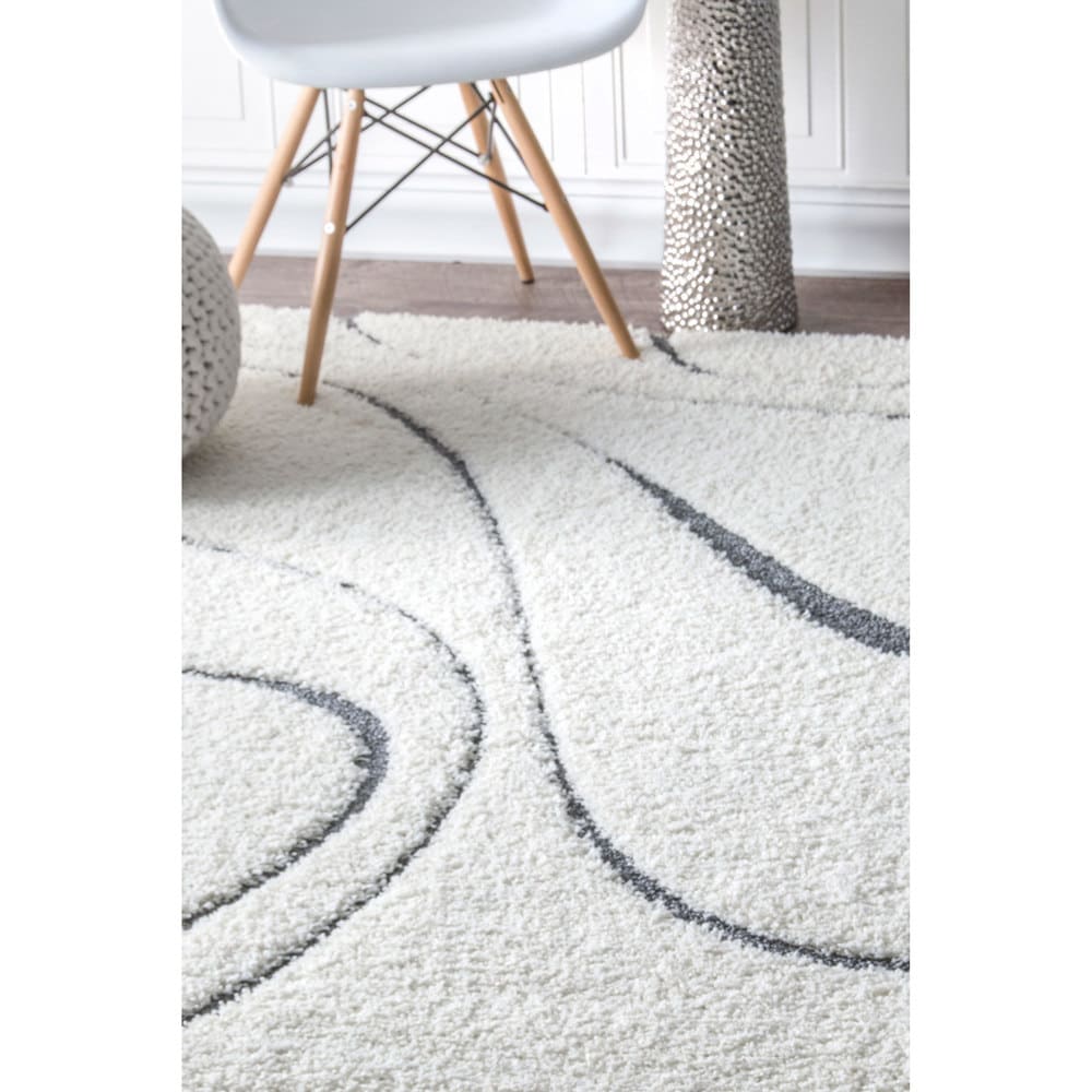 Ivory Gray Soft Plush Shag Area Rug