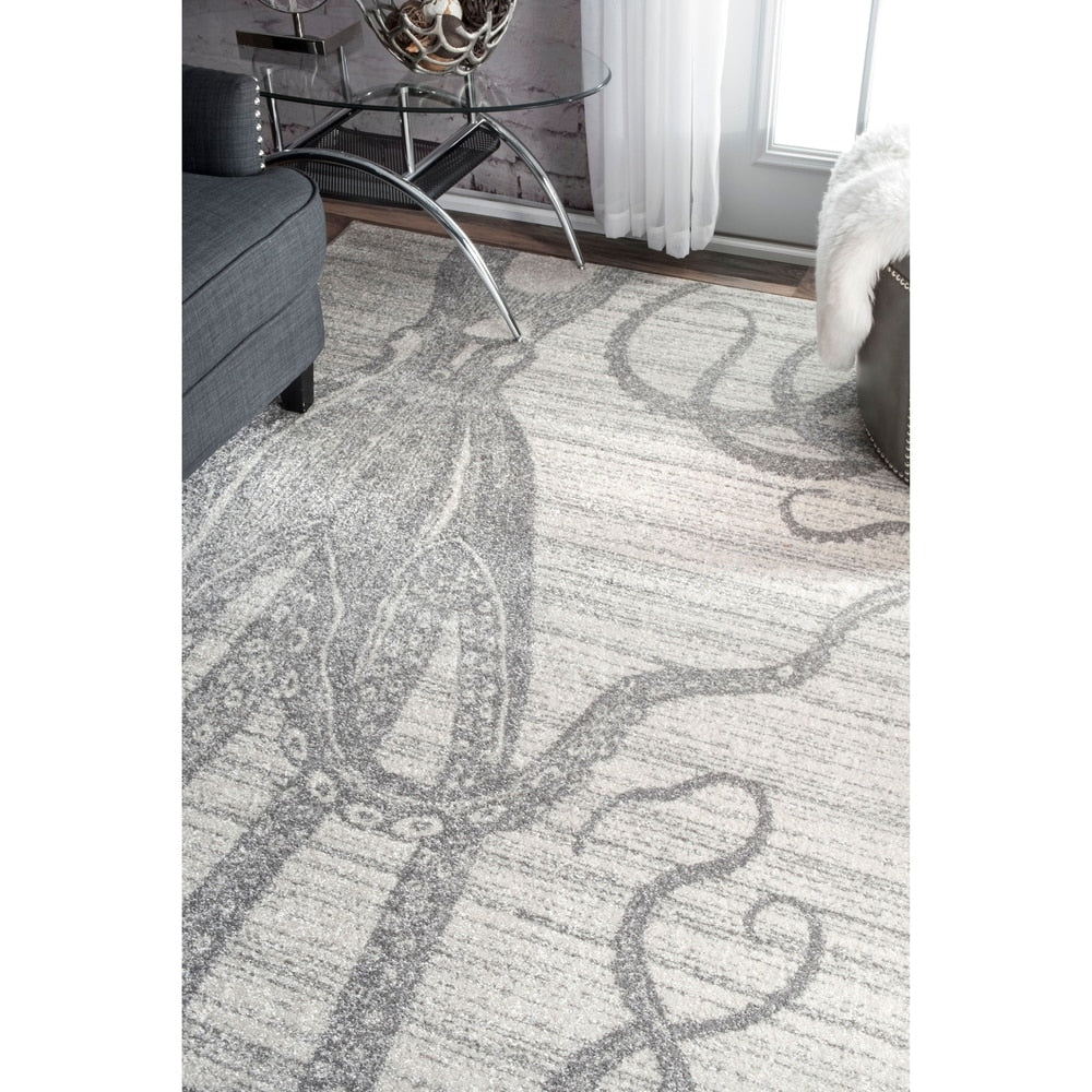 Octopus Pattern Silver Gray Soft Area Rugs
