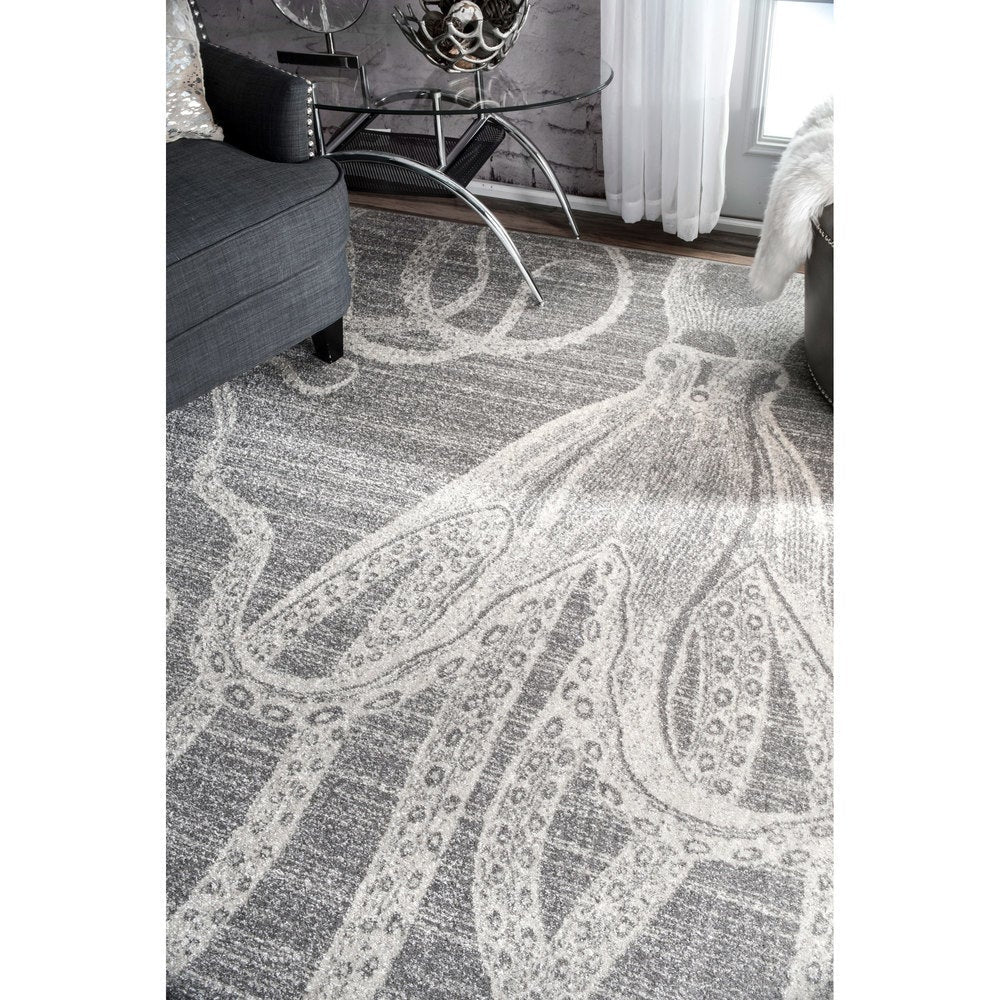 Octopus Pattern Gray Soft Area Rugs