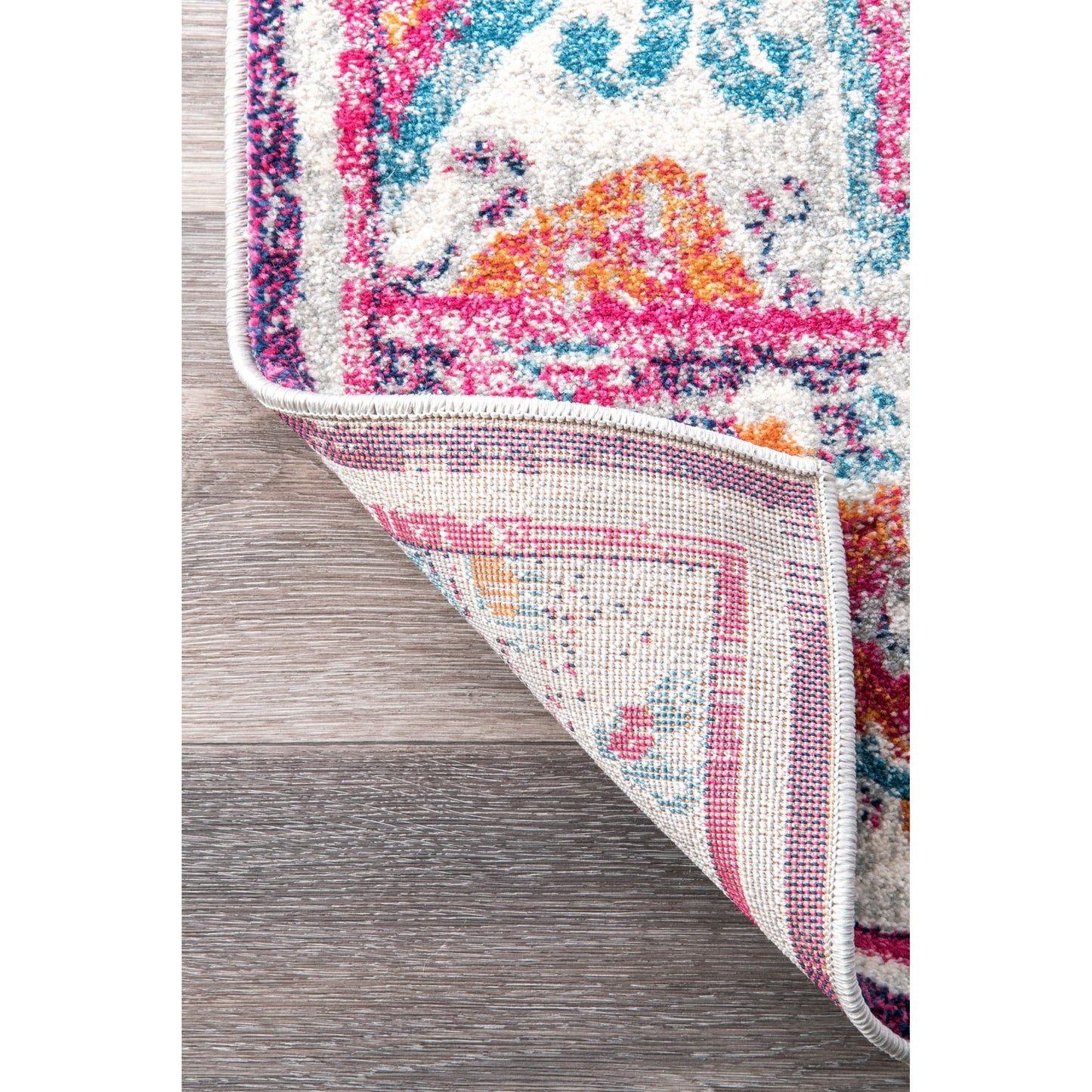 Floral Vintage Turquoise Pink Orange Area Rugs