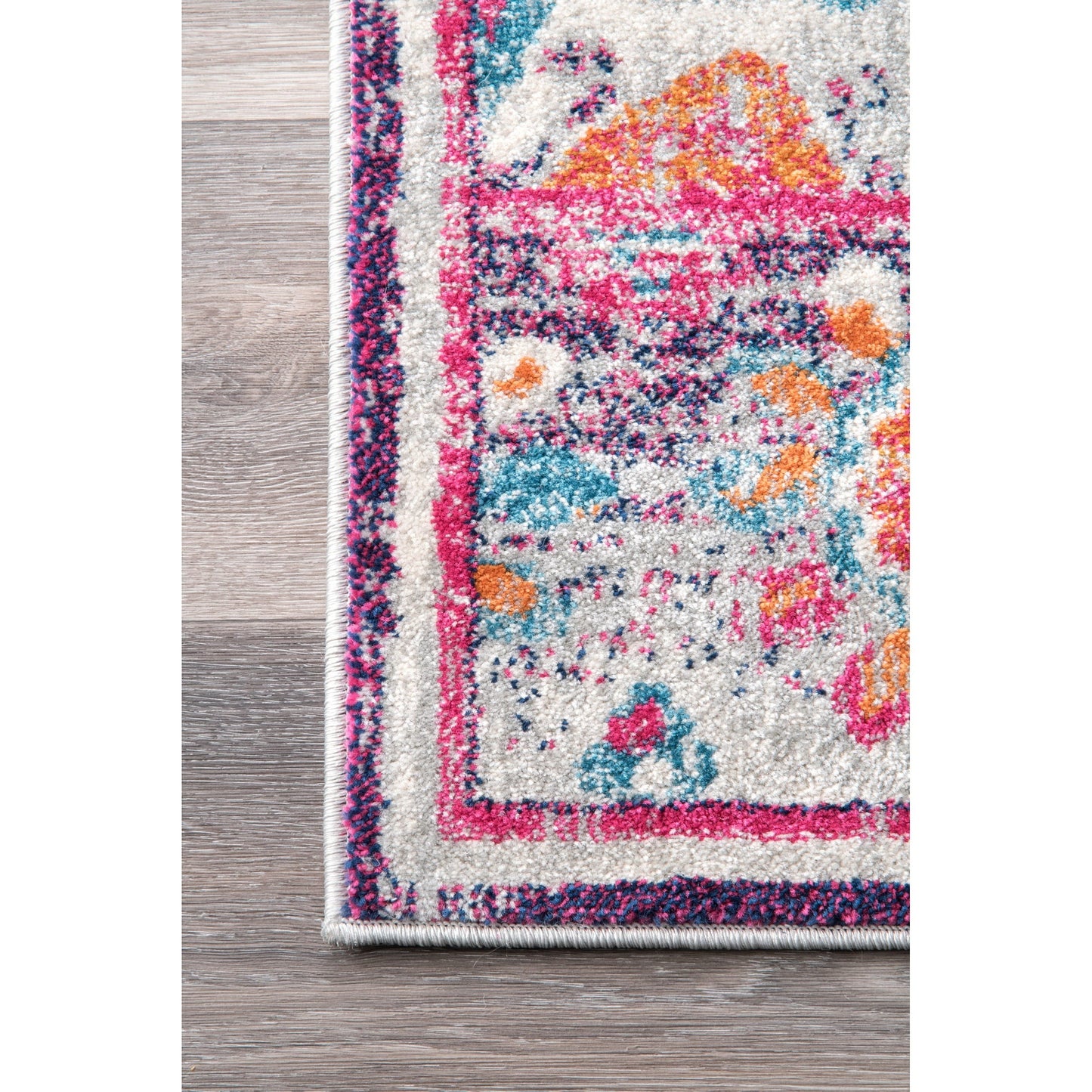 Floral Vintage Turquoise Pink Orange Area Rugs